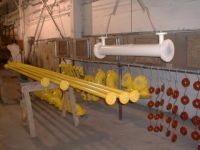 Sandblasted and Painted Dow Lined Painted Spools For Westvaco With Safety Yellow Zinc Paint